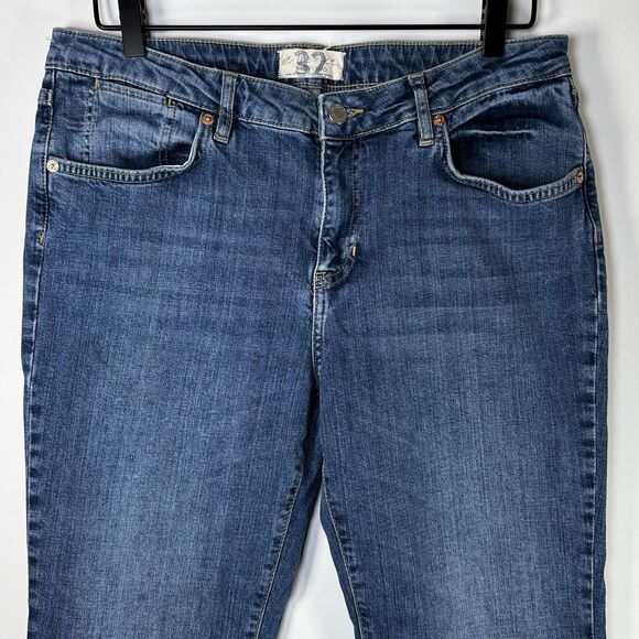 We the Free by Free People Womens Jeans 32 Blue Mid Rise Straight Leg Crop Denim - Picture 2 of 14